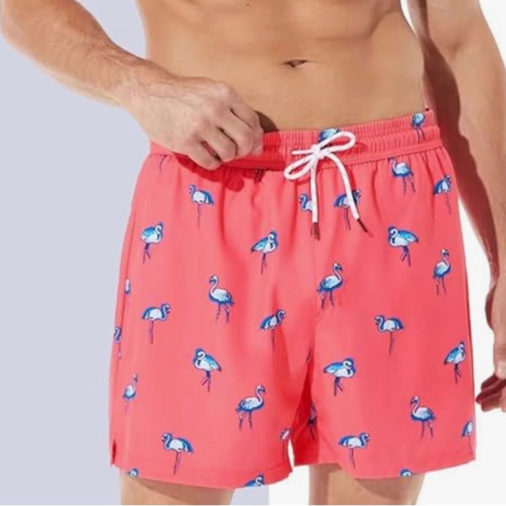 BRISIRA swim shorts pink flamingo print size XL like new